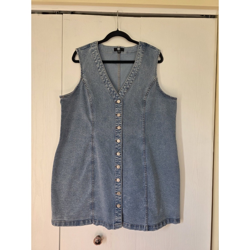 FRYE Sleeveless Denim V-Neck Mini Dress LIght Wash XXL NWOT